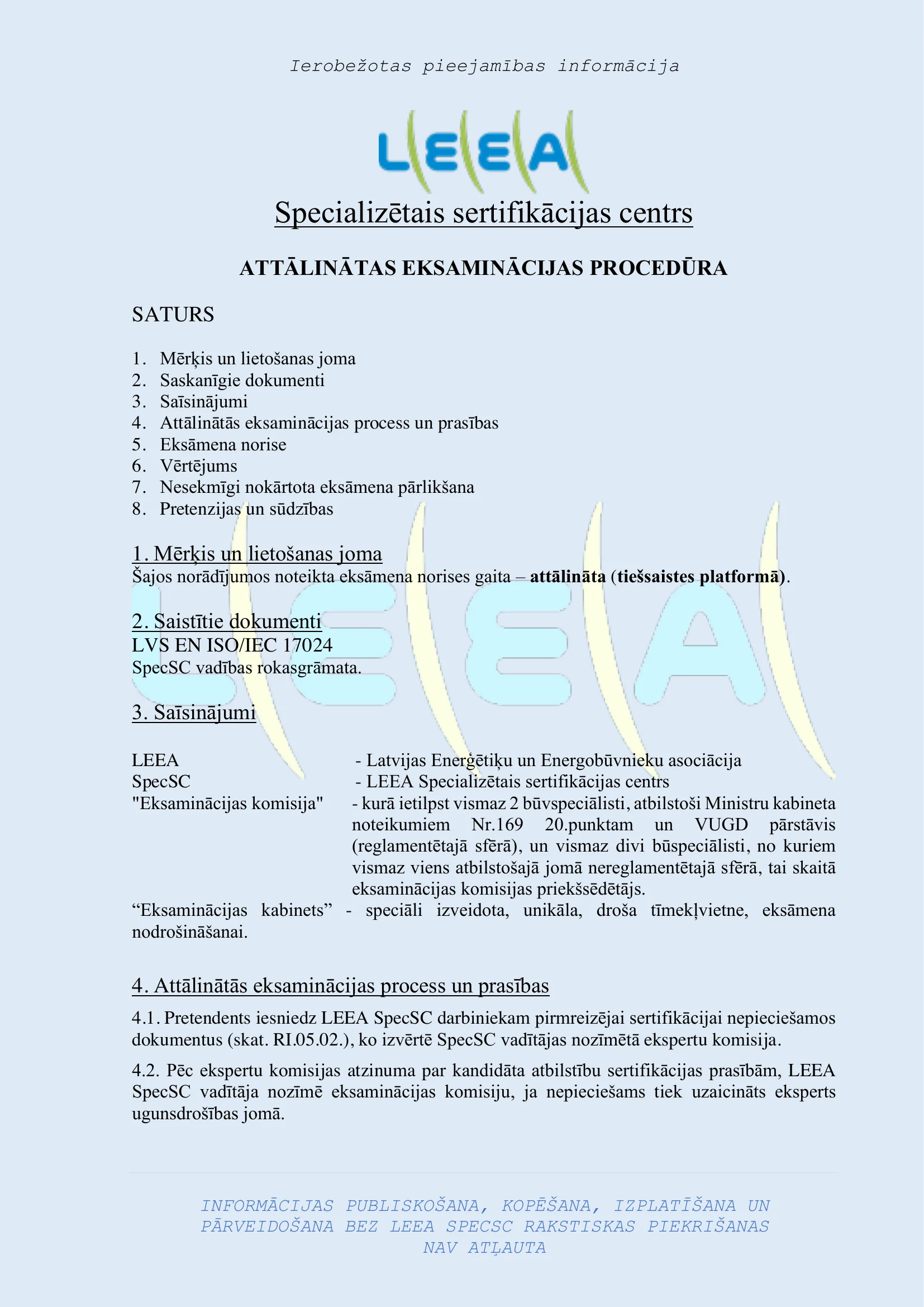 Attālinātās eksaminācijas procedūra — lapa 1/4