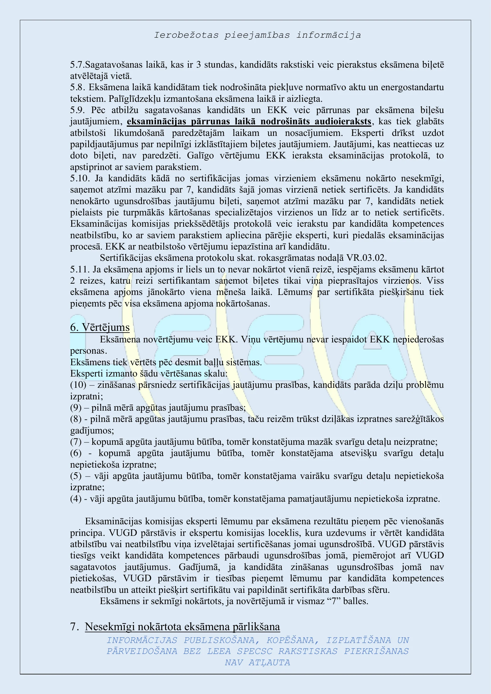 Eksaminācijas procedūra — lapa 3/4