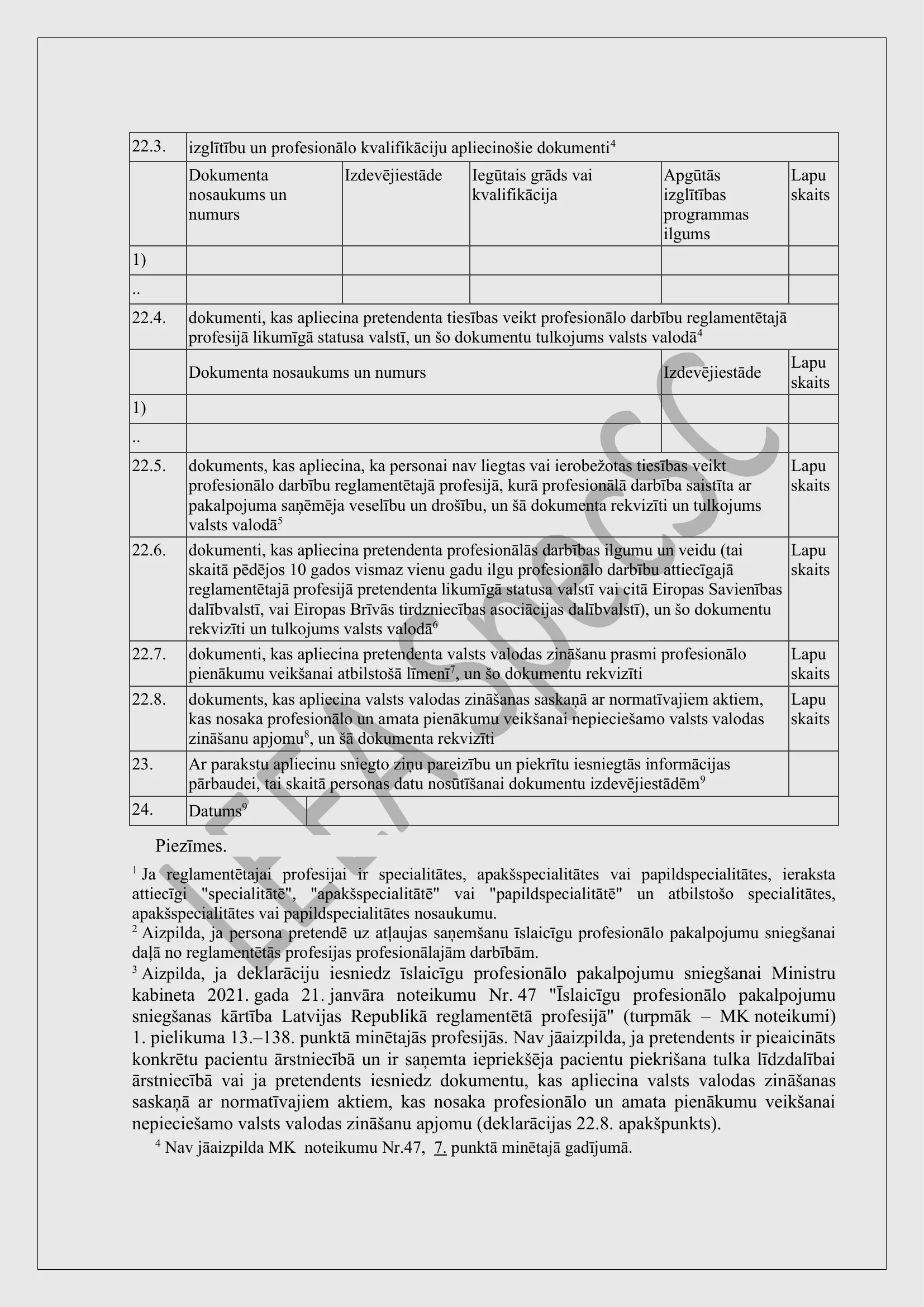 Nolikums par īslaicīgu profesionālo pakalpojumu sniegšanas kārtību ārvalstu speciālistiem — lapa 9/10